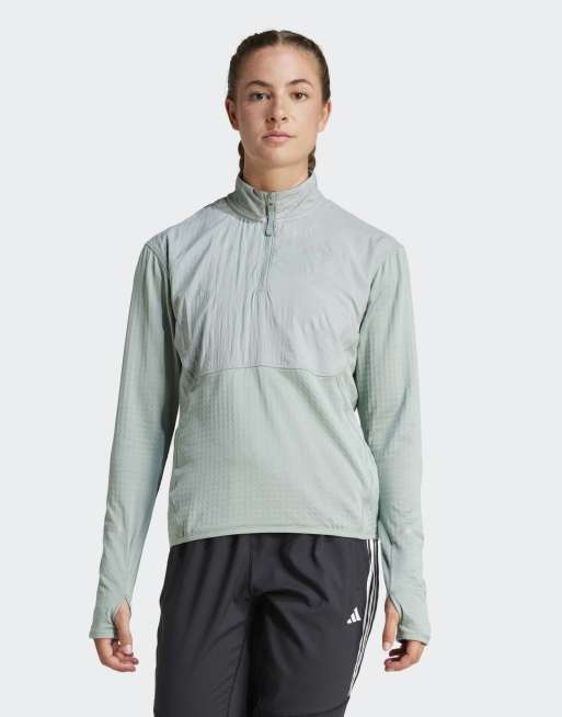 adidas Performance - Ultimate Hi Vis Reflective - Top riflettente color verde argento con zip corta
