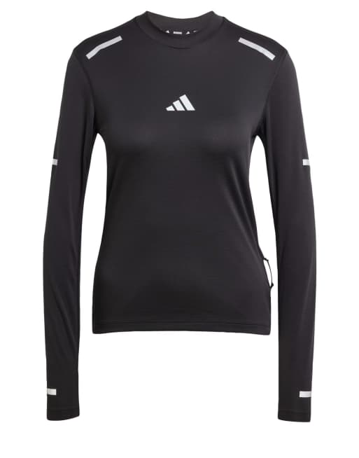 adidas performance – Ultimate Running – Svart t-shirt med långa ärmar och reflex, 2 av 4