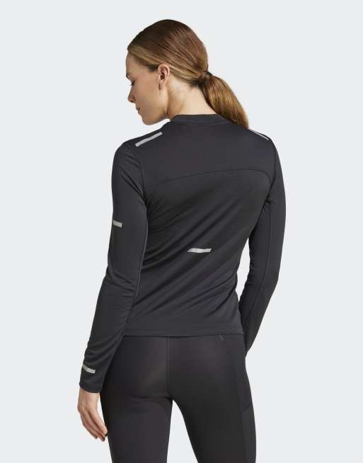 adidas performance – Ultimate Running – Svart t-shirt med långa ärmar och reflex, 4 av 4