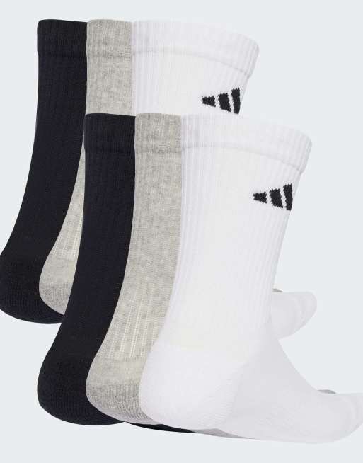 adidas Performance – Vita, mellangrå, melerade sportstrumpor med dämpning, 6-pack, 2 av 3