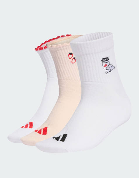 adidas Performance – Vita och ljusrosa strumpor med tryck, 3-pack - view 1