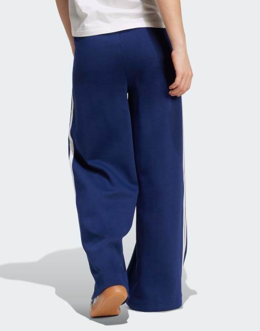 adidas Performance - Wijde fleece broek met 3-Stripes in donkerblauw, 2 van 4