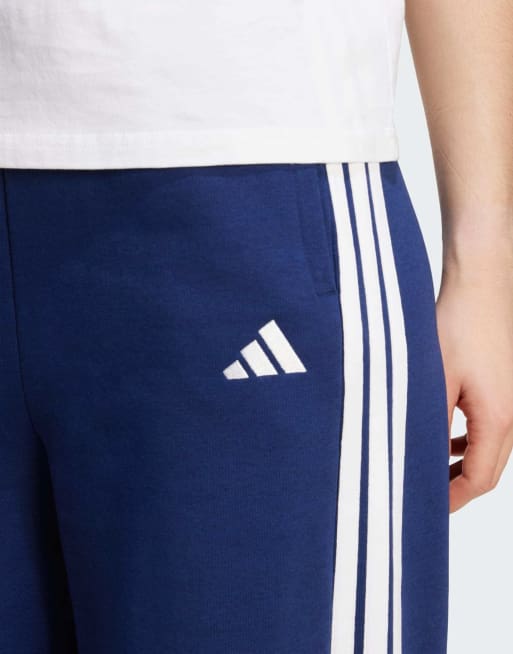 adidas Performance - Wijde fleece broek met 3-Stripes in donkerblauw, 4 van 4
