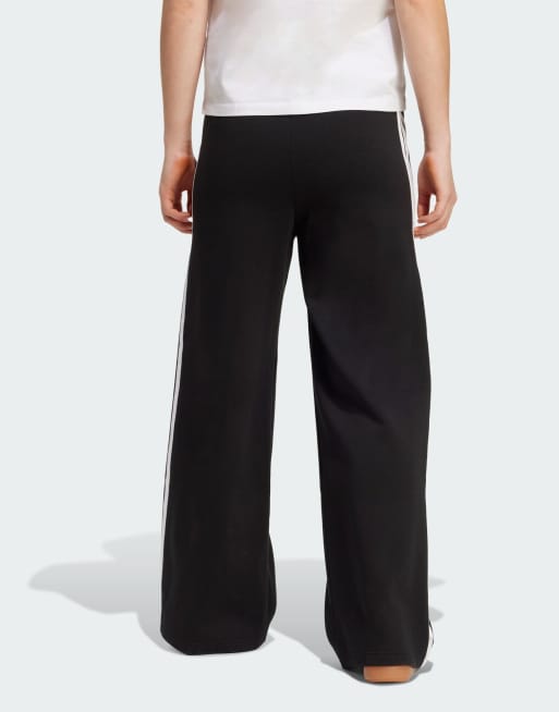 adidas Performance - Wijde fleece broek met 3-Stripes in zwart, 2 van 5
