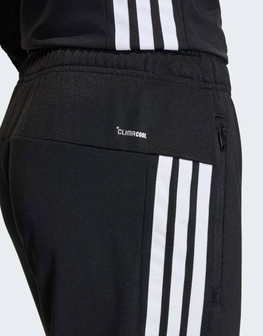adidas performance - Workout Essentials All-Set - Pantaloni in maglia neri e bianchi con 3 strisce, 3 di 4