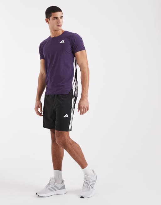 adidas performance Workout essentials base 3 stripes woven short in black and white, 2 of 5