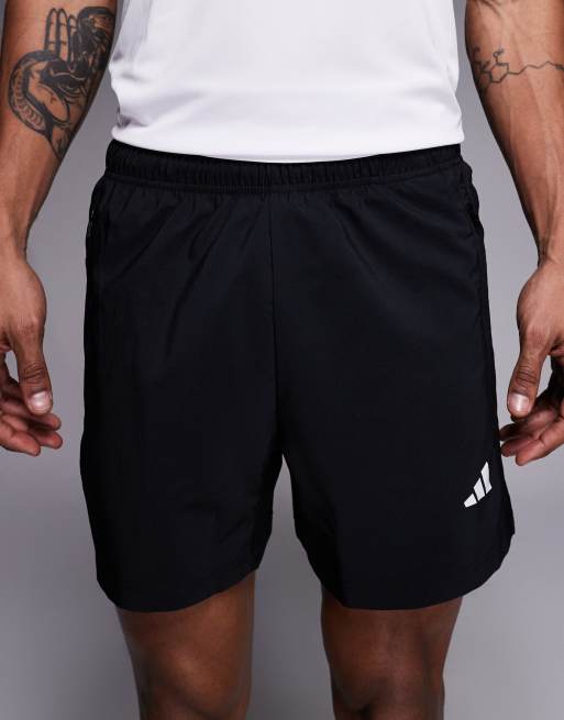 adidas Performance - Workout Essentials Base - Pantalones cortos negros de tejido liso, 4 de 5