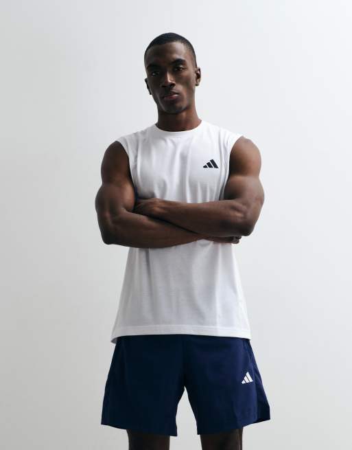 adidas performance Workout essentials feelready sleeveless t-shirt in white, 3 of 5