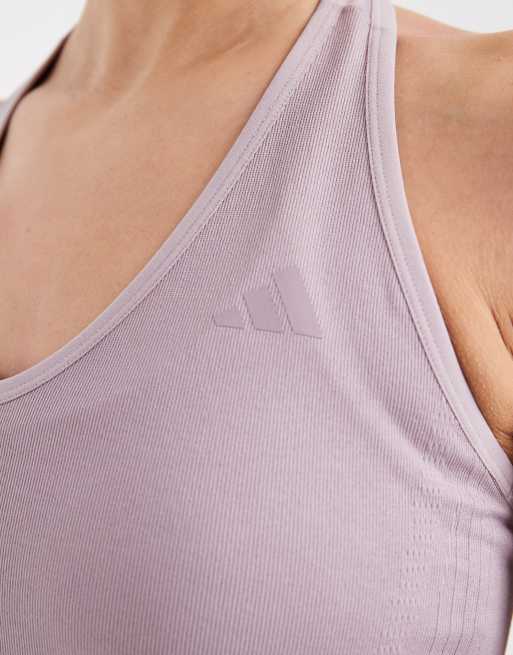 adidas performance - Workout Essentials - Gebreid T-shirt met halternek in lichtpaars, 4 van 4