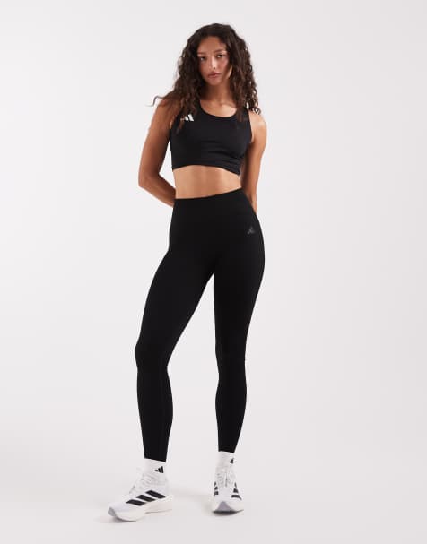 adidas performance - Workout Essentials - Gebreide 7/8 legging van kreukelstof in zwart - view 1
