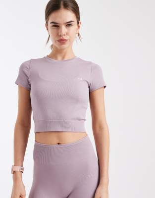 adidas Performance - Workout Essentials - Knapp geschnittenes T-Shirt aus Strick in Preloved Fig-Lila