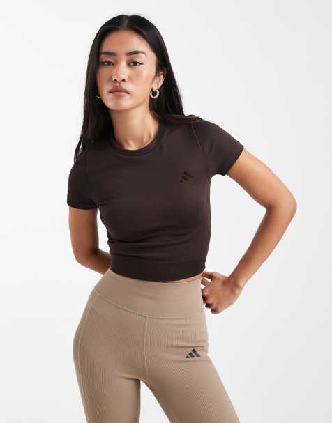 adidas performance Essentials knit baby tee in chocolate brown