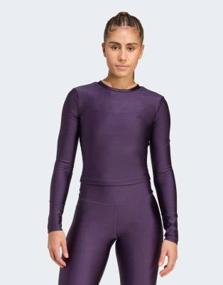 adidas Performance - Workout Essentials - Langärmliges glänzendes Shirt in Aurora Plum-Lila