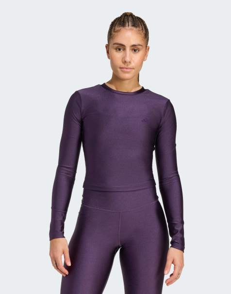 adidas Performance – Workout Essentials – Langärmliges glänzendes Shirt in Aurora Plum - view 1
