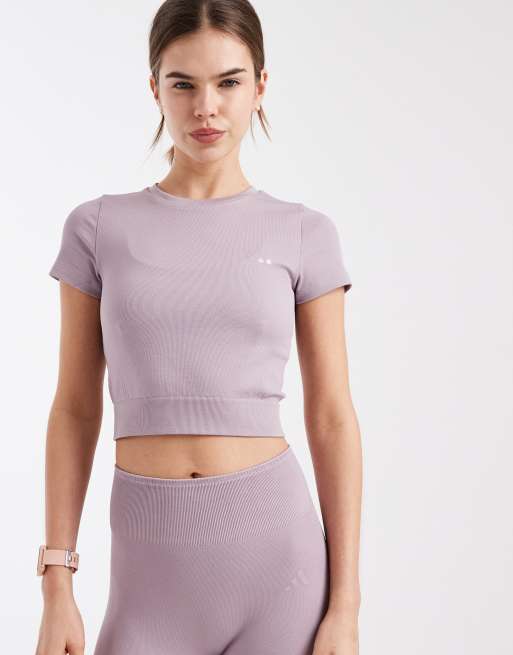 adidas performance - Workout Essentials - T-shirt baby in maglia colore preloved fig
