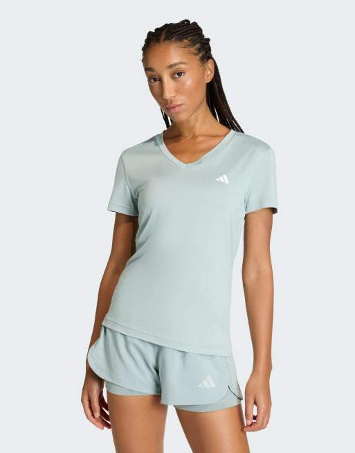 adidas Performance - Workout Essentials - T-shirt con scollo a V color salvia wonder