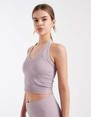 adidas Performance - Workout Essentials - T-shirt en maille à dos nu - Figue délavé-Violet