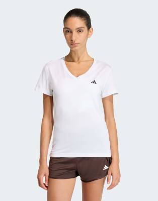 adidas Performance - Workout Essentials - T-Shirt in Weiß mit V-Ausschnitt