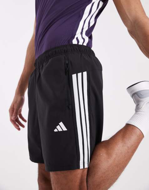 adidas Performance - Workout Essentials - Vævede og sorte shorts med 3 hvide striber - view 1