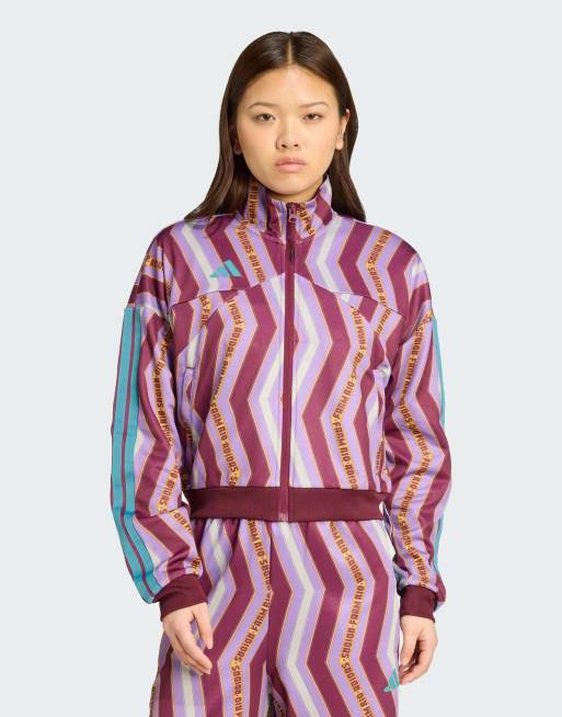 adidas performance x Farm – Tiro – Czerwono-fioletowy top dresowy