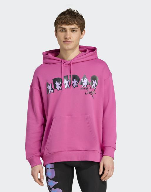 adidas performance x Jeremy Scott - Felpa con cappuccio fucsia semilucido