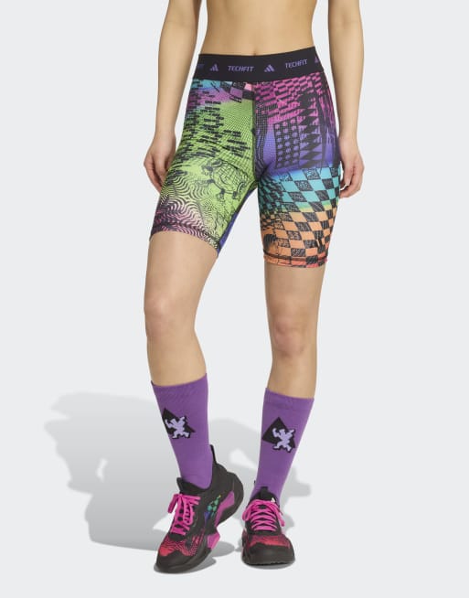 adidas Performance x Jeremy Scott - Pantaloncini leggings multicolore / fucsia semilucido