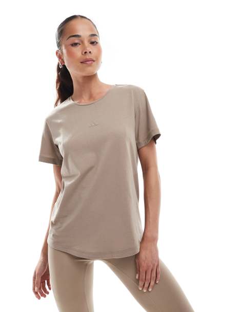 adidas performance Yoga essentials tee in chalky brown - view 1