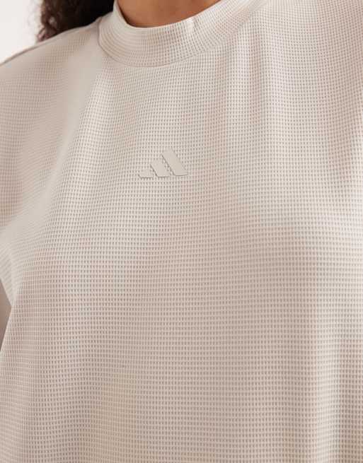 adidas Performance – Yoga Motion – Beige, våfflad t-shirt, 2 av 4