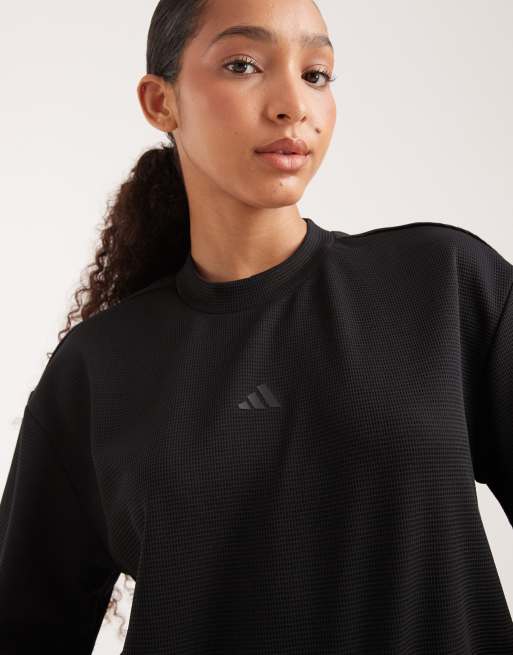 adidas Performance - Yoga Motion - T-shirt en tissu gaufré - Noir, 2 de 4