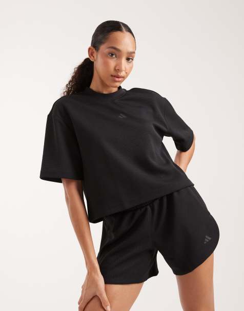 adidas performance – Yoga Motion – Waffel-T-Shirt in Schwarz - view 1