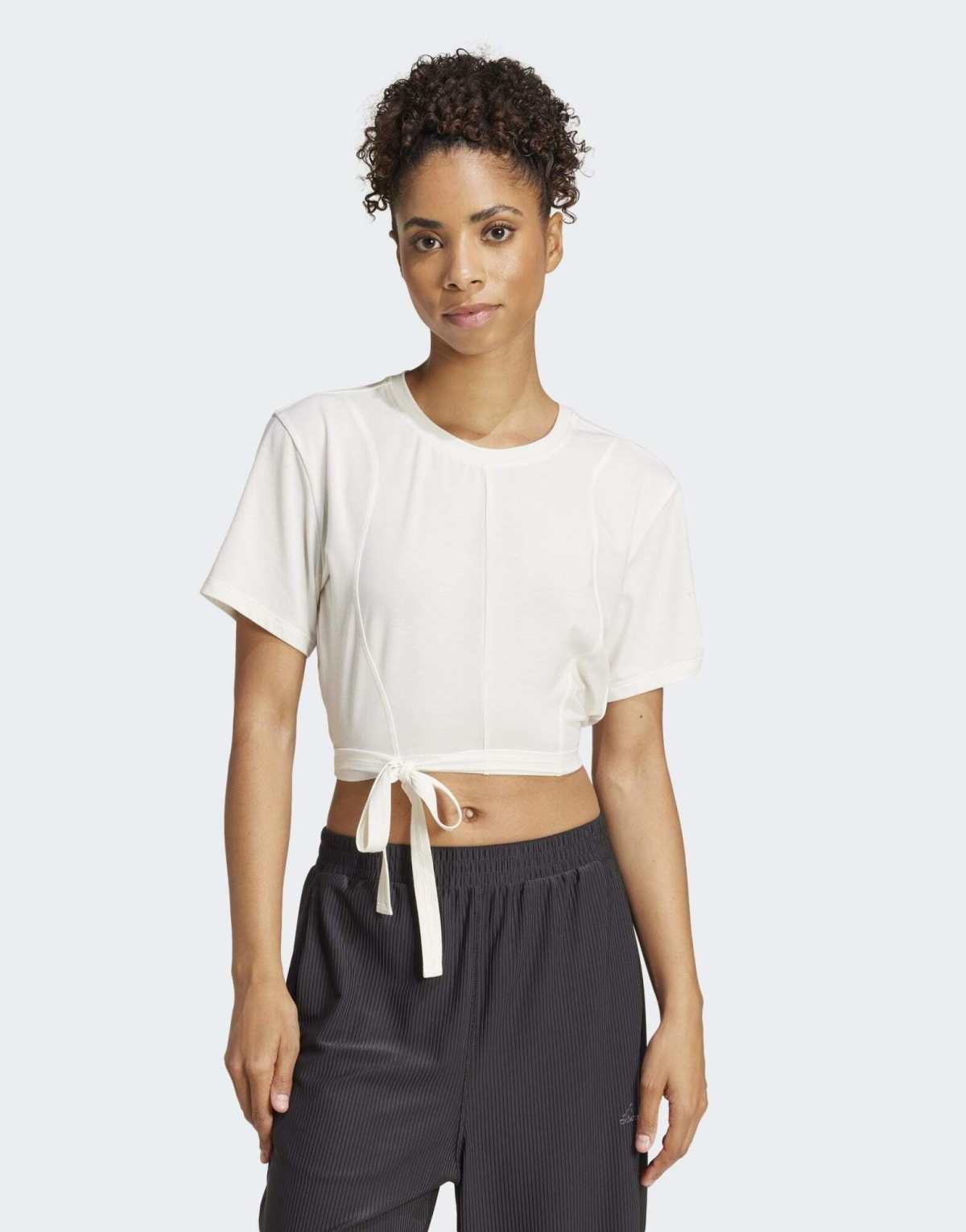 adidas performance Yoga tee in chalk white
