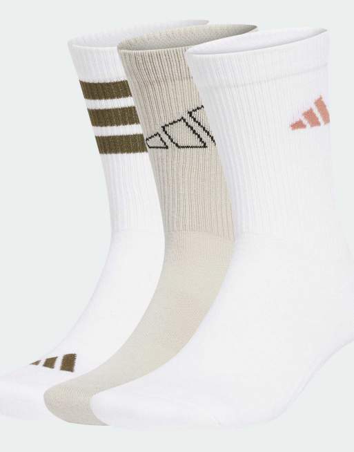 adidas Performance – Zestaw 3 par skarpetek w kolorach białym i beżowym