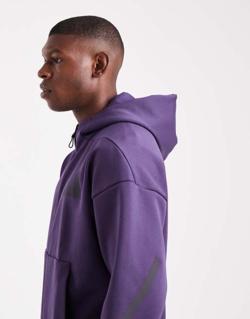 adidas performance Z.n.e. full-zip hooded track jacket in aurora