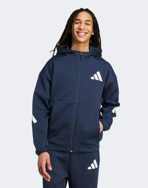 adidas performance - Z.n.e. - Giacca sportiva color inchiostro aurora con zip e cappuccio