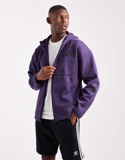 adidas performance - Z.n.e. - Giacca sportiva color prugna aurora con zip e cappuccio