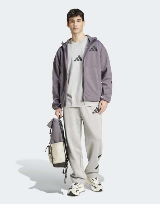 adidas Performance - Z.N.E. - Grå træningsjakke med hætte og lynlås, 4 af 4