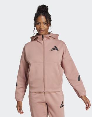 adidas Performance - Z. N.E. - Kapuzenjacke in Warm Clay mit Reißverschluss-Braun