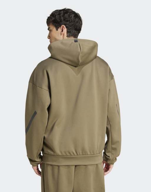 adidas Performance – Z.N.E. – Olivgrön träningsjacka med dragkedja och huva, 2 av 4