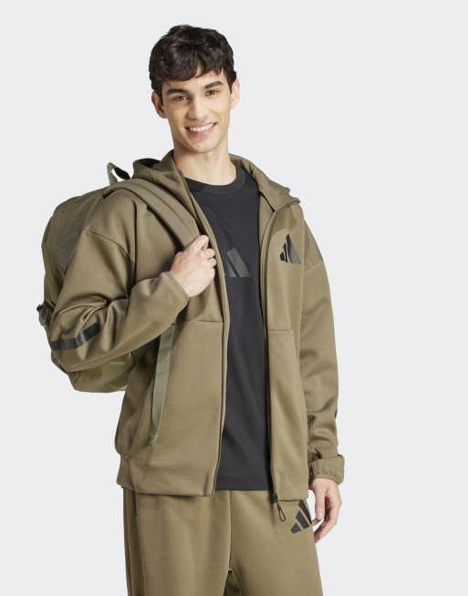 adidas Performance – Z.N.E. – Oliwkowa zapinana na zamek kurtka dresowa z kapturem