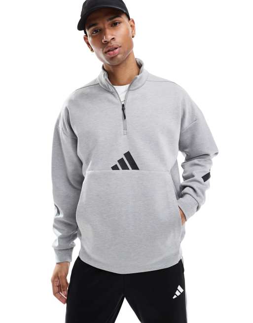 adidas Performance Z.N.E. Sweatshirt in Grau mit kurzem ReiBverschluss