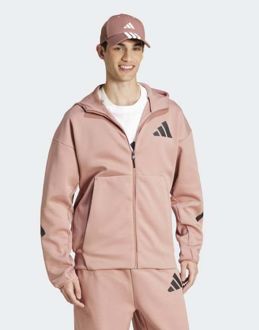adidas Performance – Z.N.E. – Trainingsjacke in Warm Clay mit Reißverschluss und Kapuze, 3 von 4