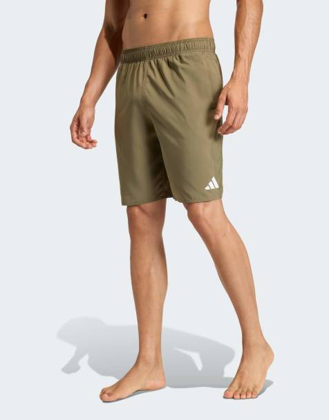 adidas Performance - Zwemmen - Zwemshort van 8 inch in olijfgroen en wit - view 1