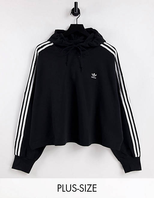 adidas plus cropped hoodie in black