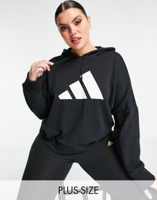 ADIDAS ORIGINALS ADIDAS PLUS HOODIE WITH LARGE LOGO IN BLACK