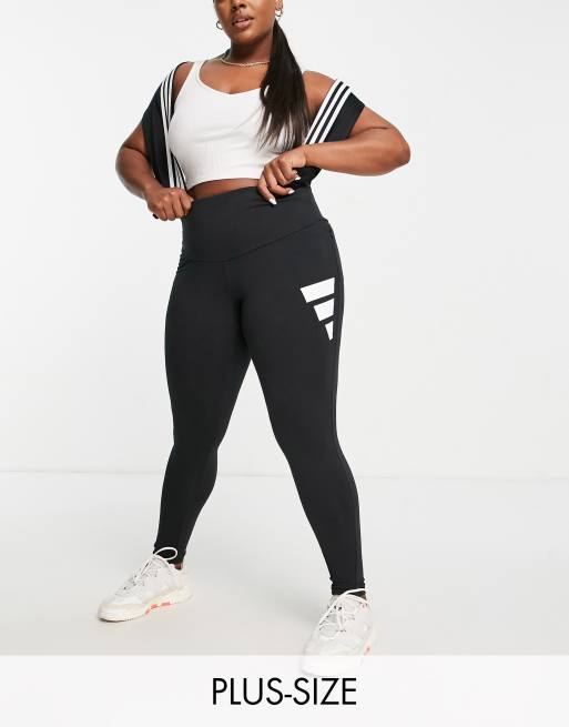 adidas Plus - Sportswear - Sorte leggings med stort logo