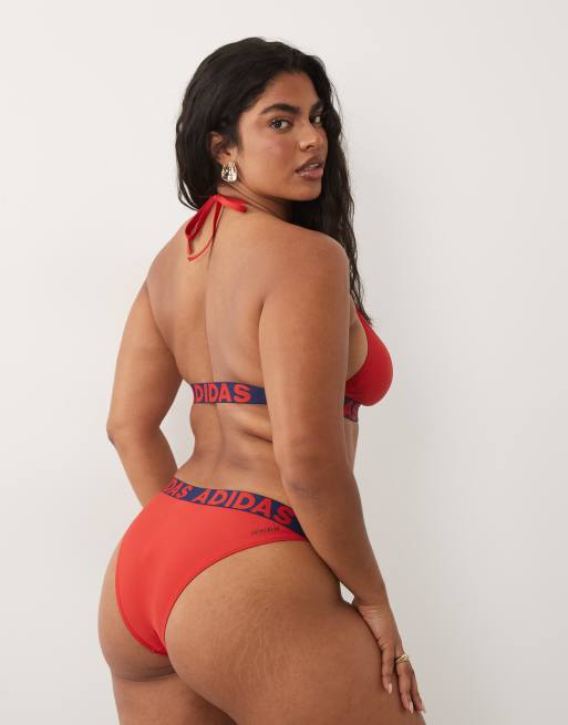 adidas Plus tie swim bikini in red, 4 of 4