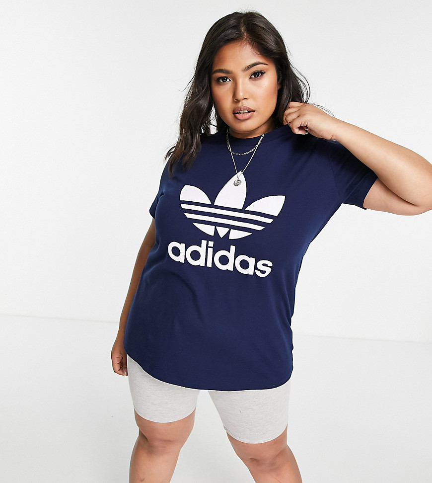 Adidas plus trefoil t-shirt in navy