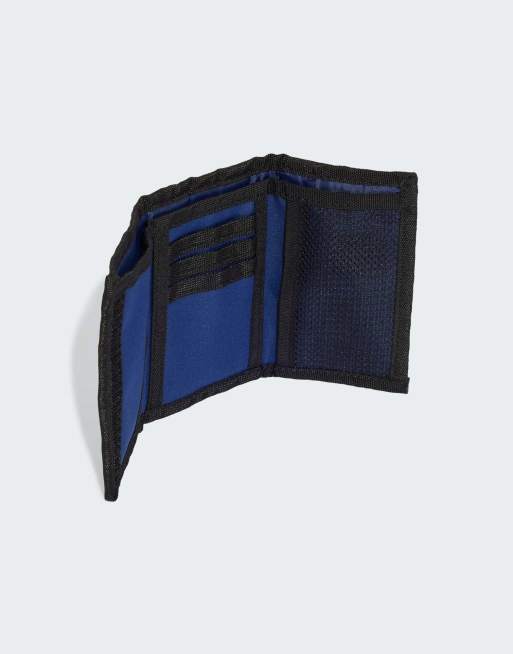 adidas - Portafoglio blu scuro e bianco con logo lineare, 2 di 3
