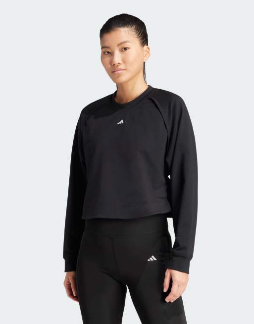 adidas - Power Hidden Racerback - Top nero con strato sovrapposto stile coprispalle