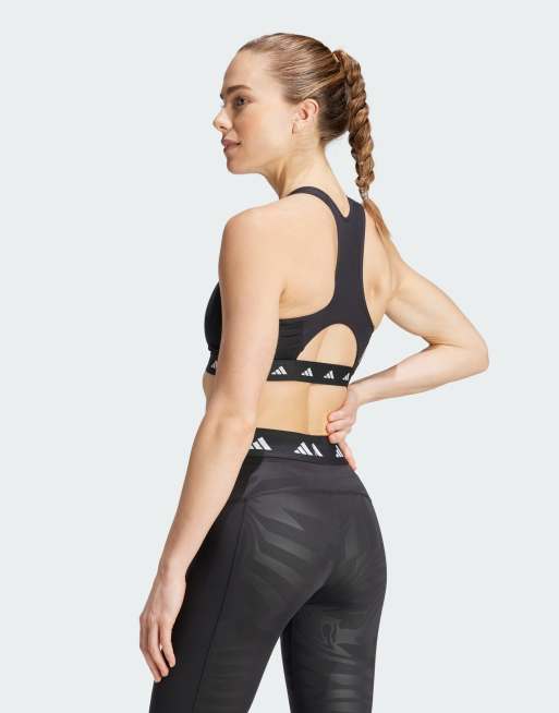 adidas - Powerimpact - Brassière de sport Techfit à col montant zippé maintien modéré - Noir, 4 de 4